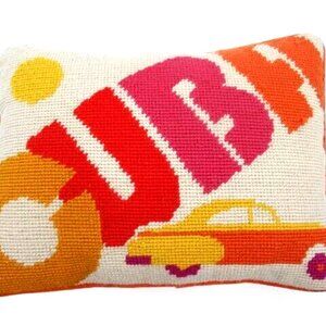 RARE! Jonathon Adler " CUBA " Needlepoint Pillow, 12" x 9" x 4"